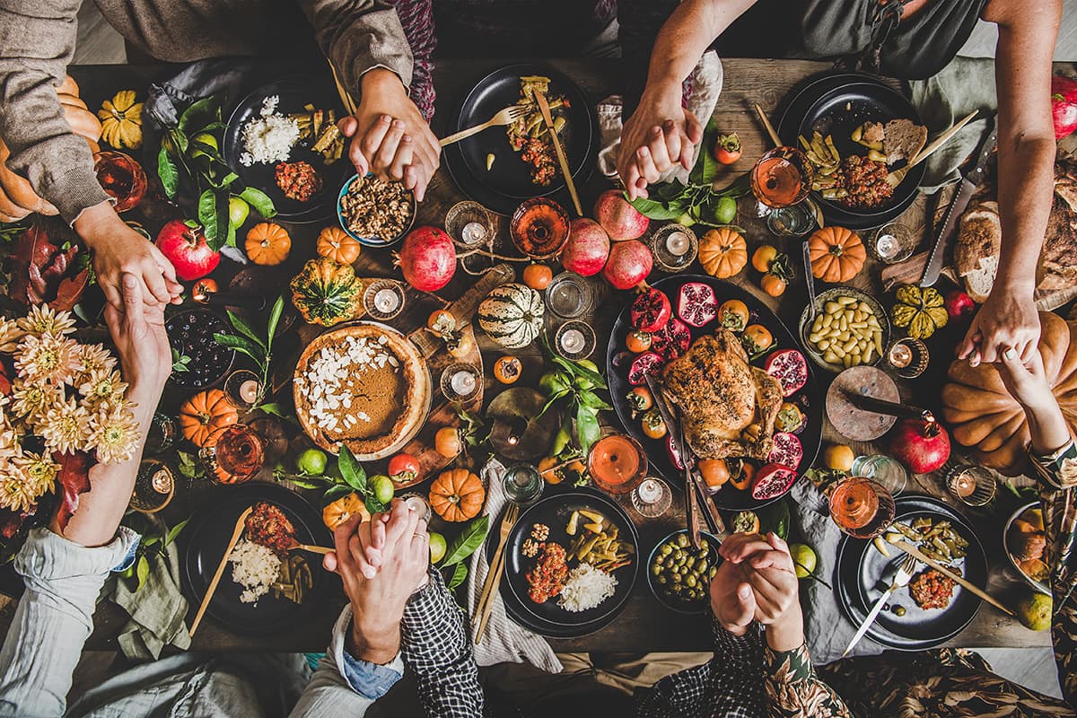 family enjoys a sober thanksgiving